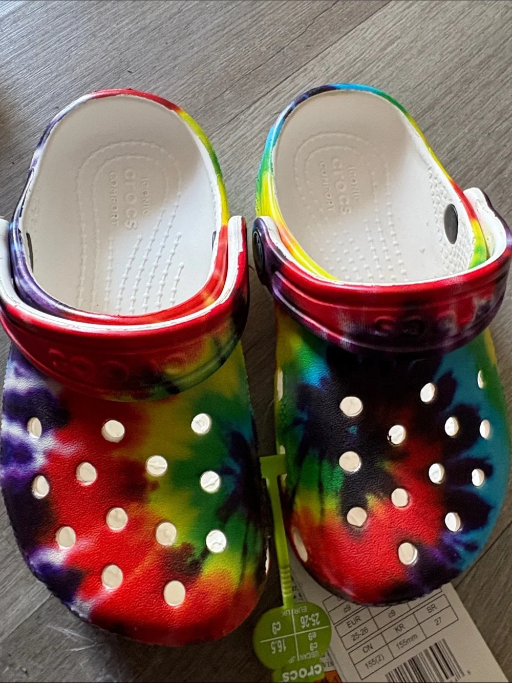 CROCS Kids Tie-Dye Slip-On Clogs in Rainbow